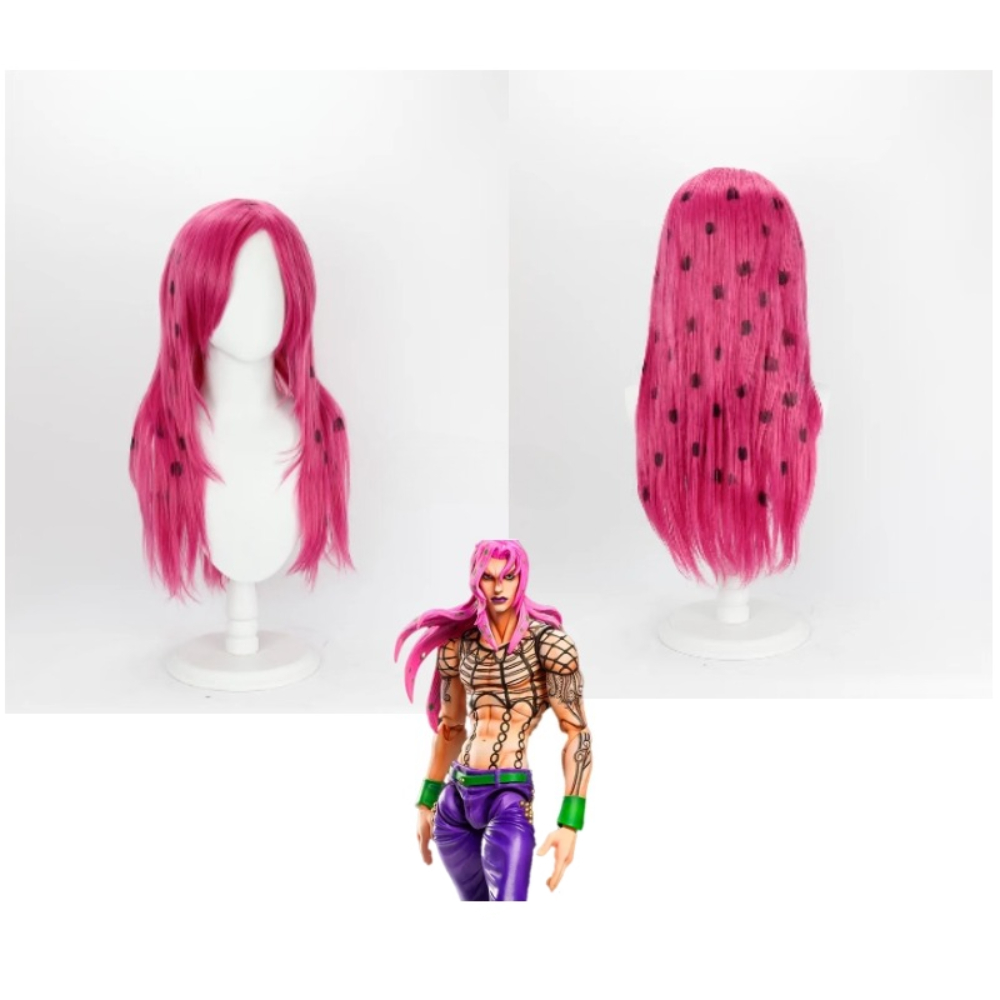 Cosplay Anime Pink Hair - Peruka do cosplayu Anime JoJo Diavolo,