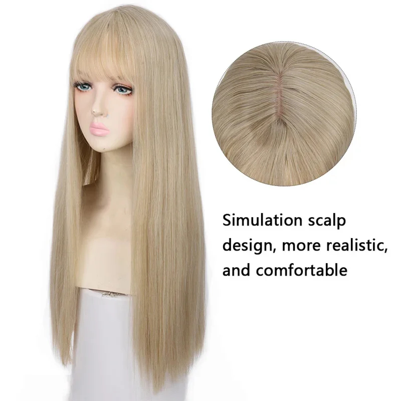 Anime Cosplay Long Black Hair - Peruka syntetyczna Houyan 2026, długa, prosta,