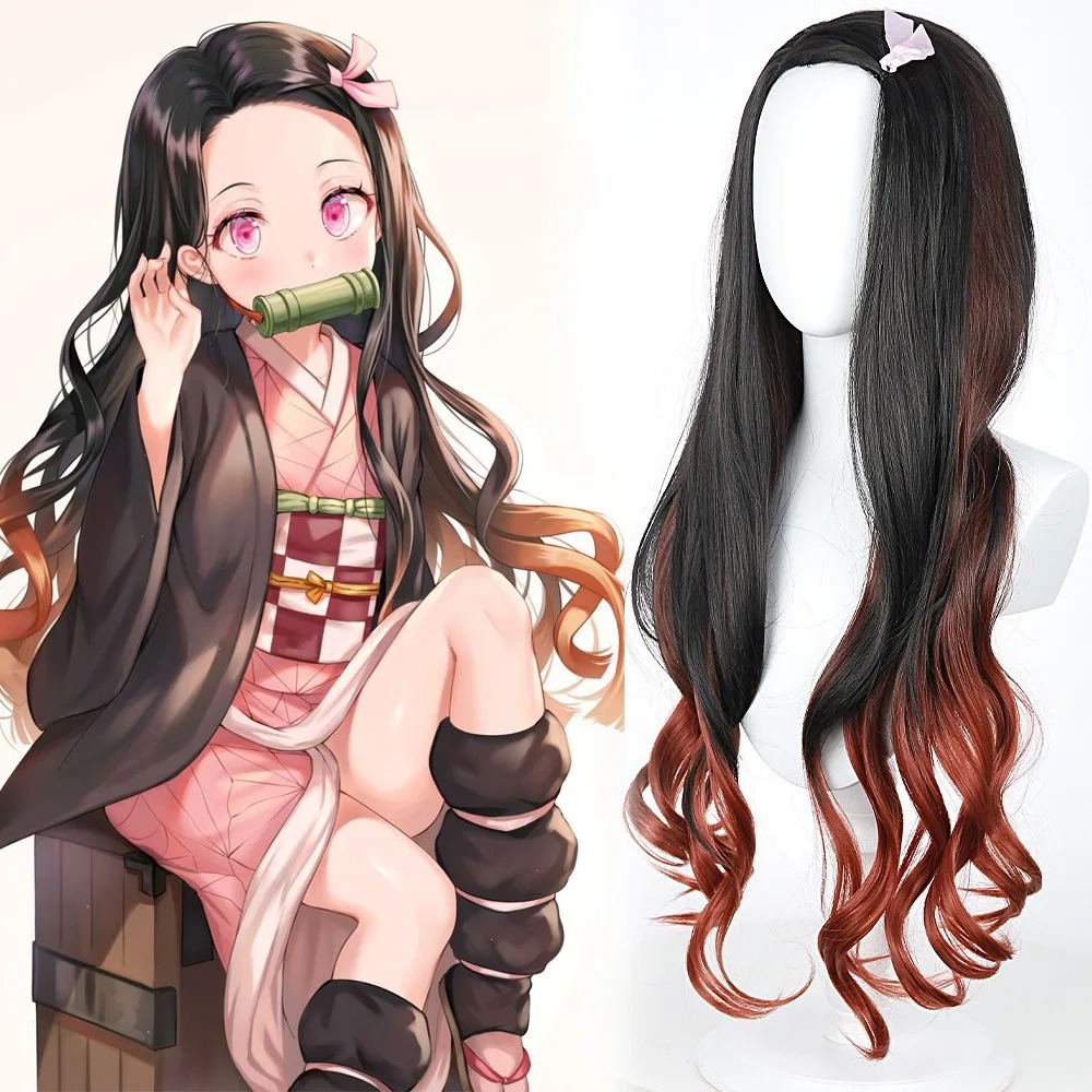 Czarno-ciemnoczerwona gradient – Anime Cosplay Long Black Hair recenzja i cena