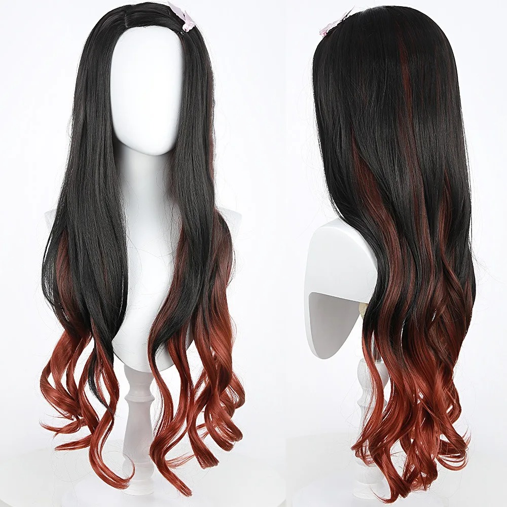 Czarno-ciemnoczerwona gradient – Anime Cosplay Long Black Hair recenzja i cena