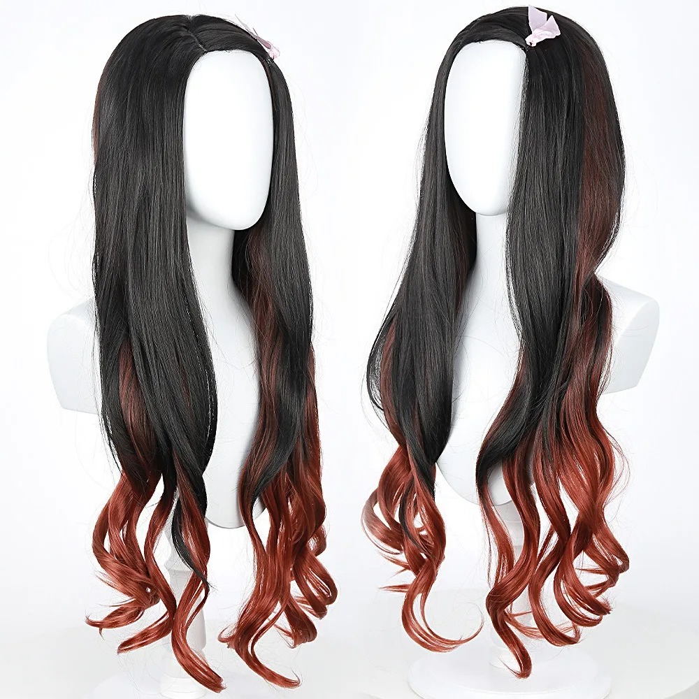 Czarno-ciemnoczerwona gradient – Anime Cosplay Long Black Hair recenzja i cena